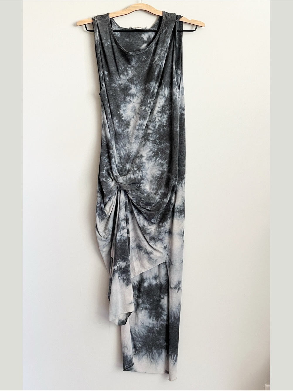 ALLSAINTS Dress Size Small Dyetie Riviera Dark Gray Tie Dye Asymmetrical Soft
